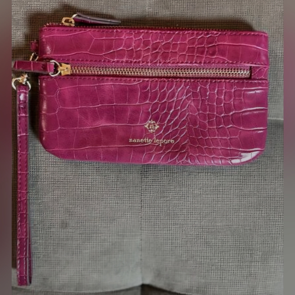Nanette Lepore Women's Molie Croc-Embossed Wallet/Wristlet, Color-Orchid